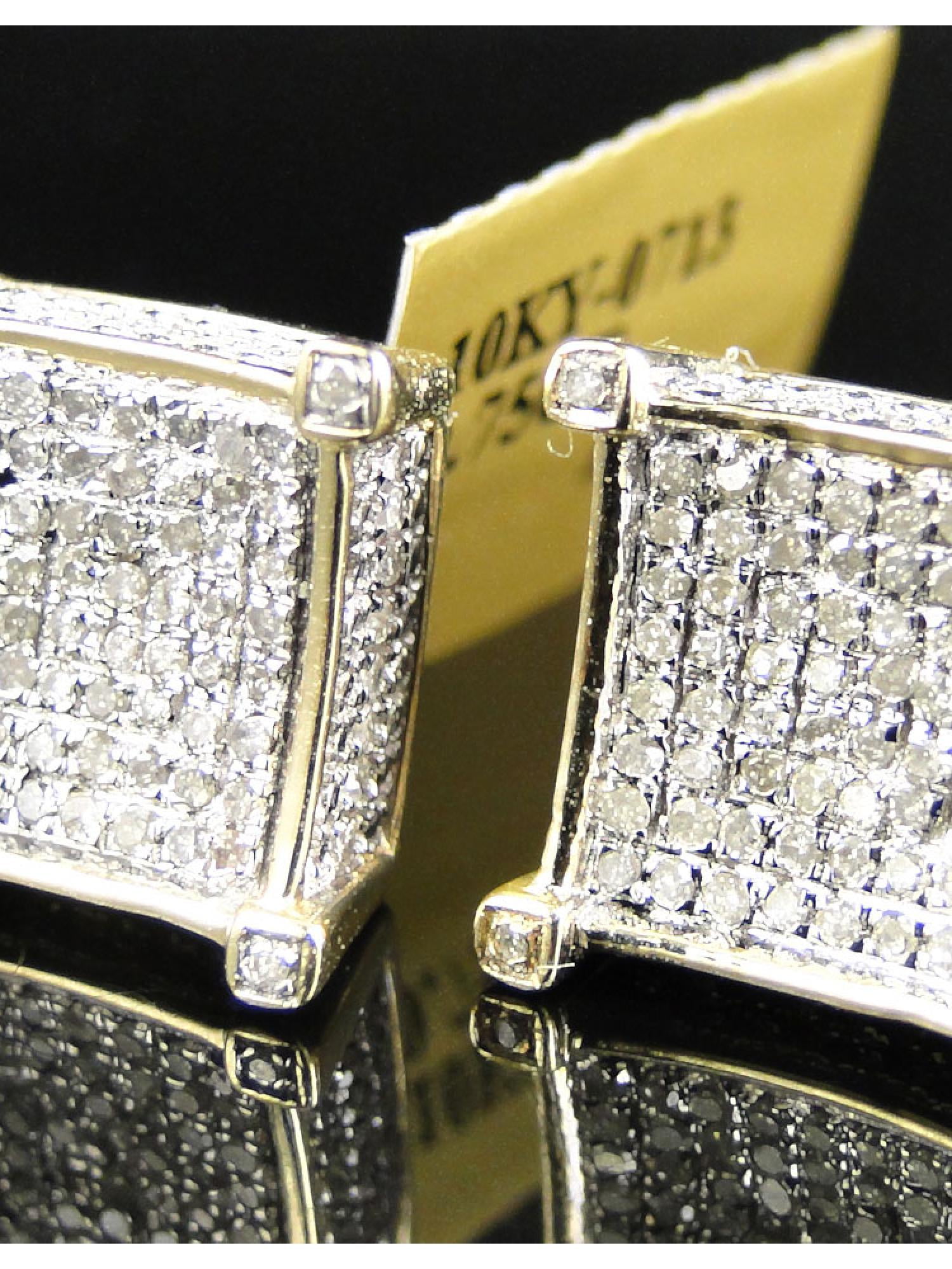 Jewelry Unlimited Mens Ladies 10K Yellow Gold 12 MM Diamond Pave 3D