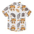 thumbnail image 2 of Dailycode Small Short Sleeve Button Down Shirts Cute Tigers with Leaves Casual Shirt 3-10 Years, 2 of 9