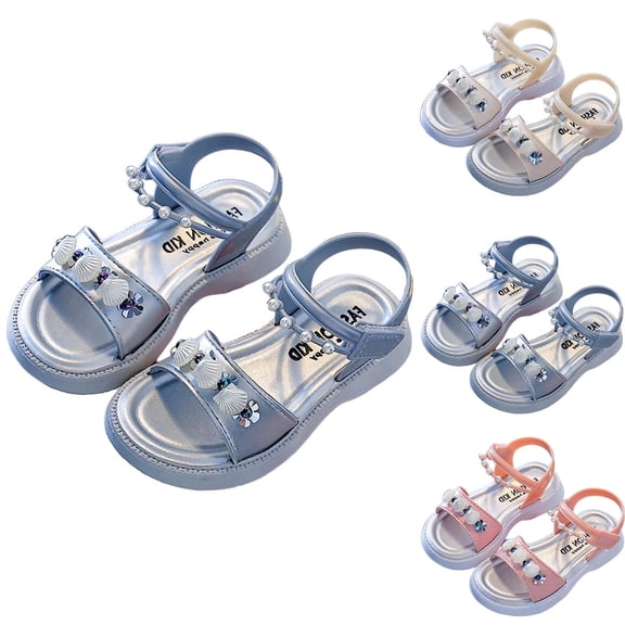 Asxite Toddler Sandals Summer Grip Soft Sole Sand Style Pearl Princess for Girls Shoes 3.5-11 Y