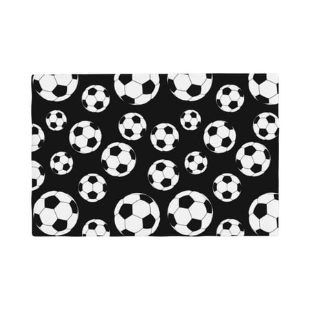 

Placemats Set of 4 / 6 black white soccer football Placemats for Dining Table Indoor/Outdoors Heat Resistant Washable Placemats 18 x 12