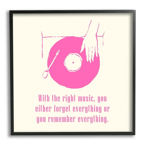 Stupell Industries With The Right Music DJ Turntable Graphic Art Black Framed Art Print Wall Art, Design by Melissa Wang
