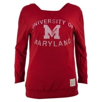 Maryland Terrapins - Distressed Logo Juniors 3/4 Sleeve Raglan - X-Large