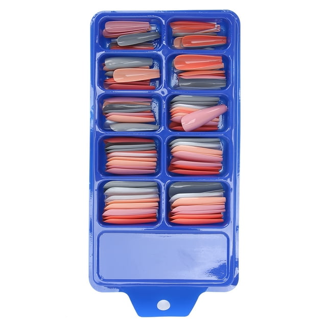 100pcs Acrylic Nail Art Tips Set Pure Color Full Cover Press on prosthetic Nails, Durable & , 10 Sizes with 6 Colors for Professional Nail Experts or Learners, Suitable for Parties