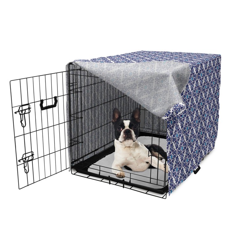 Oriental Dog Crate Cover Ornamental Curves and Strokes in Vibes
