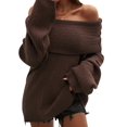 thumbnail image 2 of Women'S Off the Shoulder Sweater Oversized Batwing Sleeve Loose Pullover Sweaters Tops Brown XL, 2 of 10