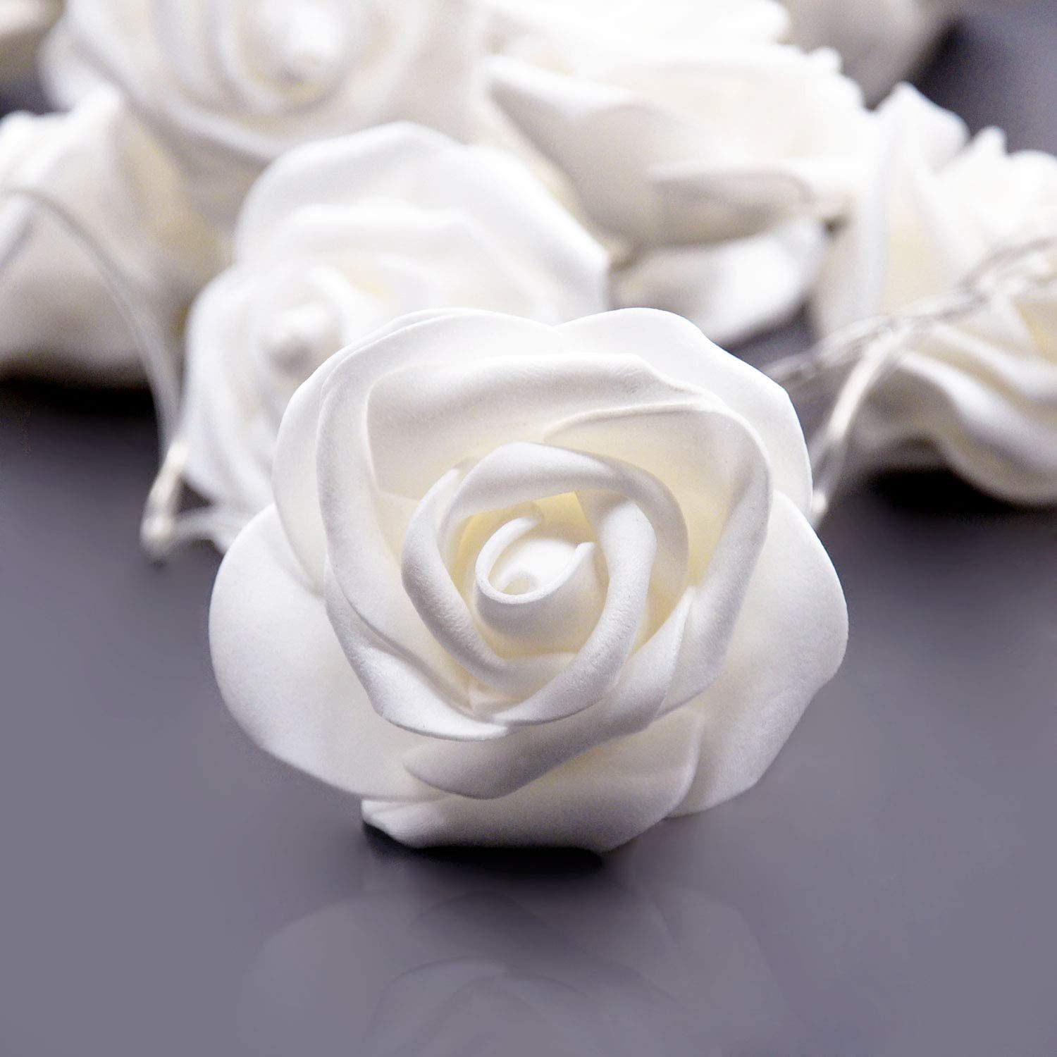 Warm White Flower Light Rose 20 LED Fairy String Lights 3M