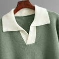 thumbnail image 4 of Uootdi Women's Contrast Collar Polo Sweater Loose Fit Knit Pullover Trendy Fall Winter Top Soft Cozy Long Sleeve Jumper Casual Preppy Style Knitwear for Layering Outfits, 4 of 5