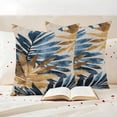 thumbnail image 3 of Navy Blue Brown Outdoor Waterproof Pillow Covers, Tropical Palm Leaves Retro Decorative Square Throw Pillowcase Sofa Cushion Sham for Patio/Couch/Chair, 16"x16" 2 Pack, 3 of 8