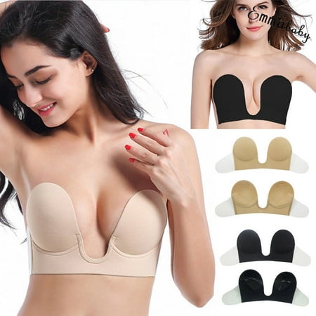 

SUNSIOM Women Silicone Push-Up Strapless Backless Self-Adhesive Gel Stick Invisible Bra