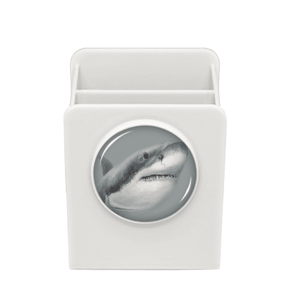 Sharks Roam Ocean Hunt Art Deco Fashion Desk Pencil Holder Cup Pen Organizer
