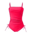 thumbnail image 4 of Clearance!NMMUED Swim Suits for Women 2025, Bandeau Swimsuits for Women, Strapless Swimsuits for Women, One Piece Swimsuit Women, Bathing Suit for Women, Red XXL, 4 of 5
