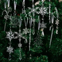 14Pcs Crystal Christmas Ornaments, Acrylic Hanging Snowflake Decorations Glass Icicle Ornaments for Christmas Tree Winter New Year Party Decor, Xmas Tree Decorations Supplies