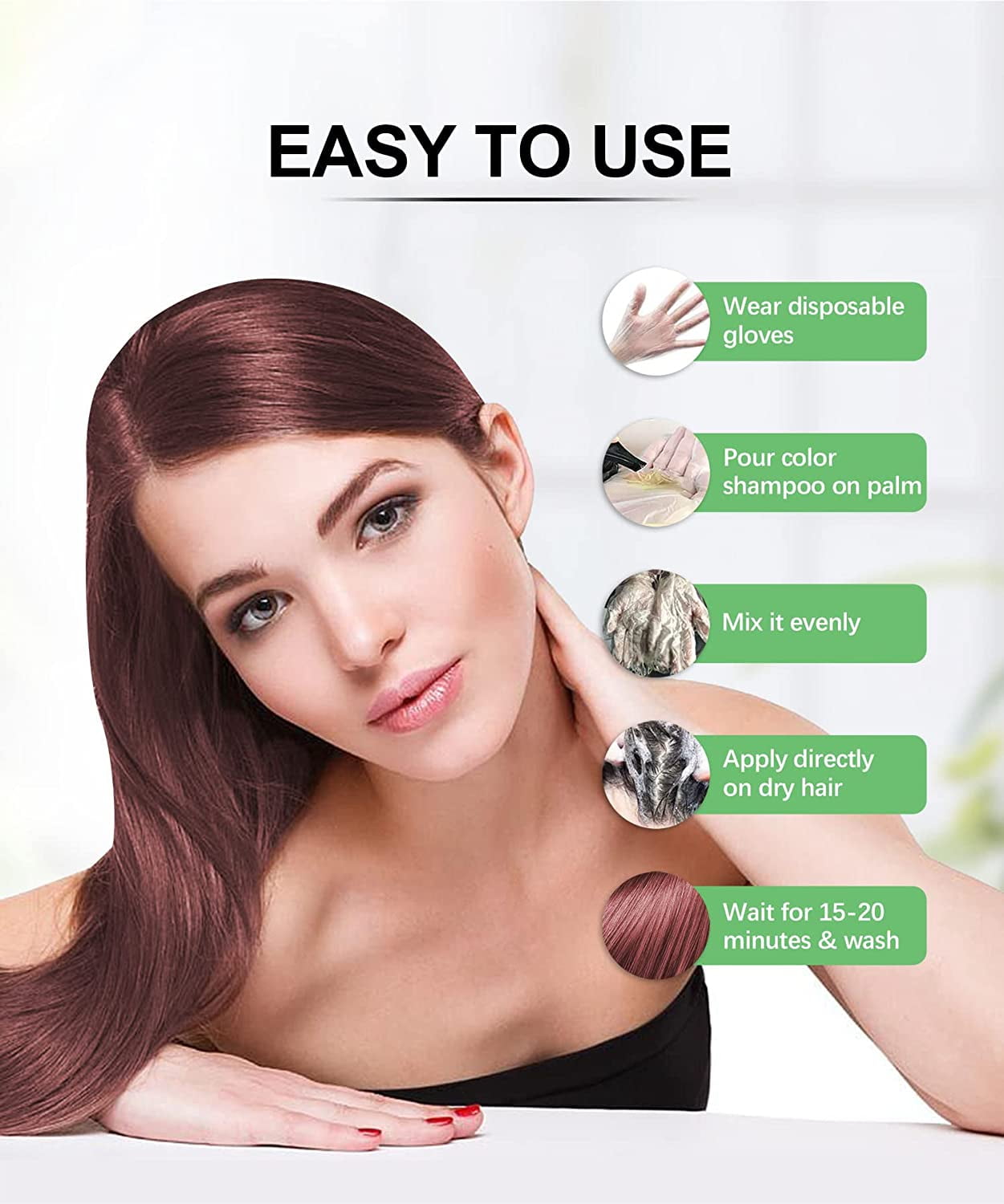 Herbishh Grape Red Hair Color Shampoo for Gray Hair with Pack 2 Hair colour stain remover, Hair Dye Shampoo 3 in 1, 100% Gray Coverage, Permanent Hair Color for Men & Women, Ammonia-free, 500 ml