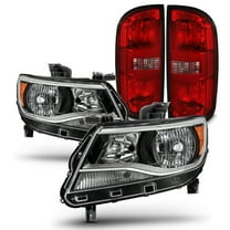 AKKON - Fits 2015-2022 Chevy Colorado Crew Extra Cab [Halogen Type] Chrome Headlights   Red Clear Tail Lights Pair 4Pcs