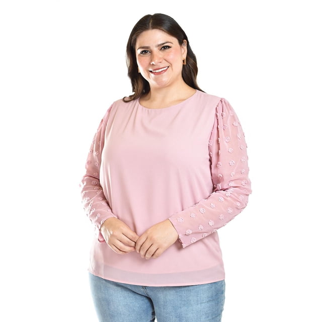 Blusa de mangas con relieve Roman Fashion Rosa Talla 36