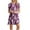 DT-Purple, variant on Women's Floral Print Fit & Flare Dress, Short Sleeve, Casual Garden & Brunch Wear, Soft Rayon Blend, Contrast Hem