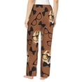 thumbnail image 3 of Pajama Pants Women, Black Bow Owl Brown Sweatpants Soft Sleep Lounge Pants, Casual PJ Bottoms Pants with Pockets, 3 of 5