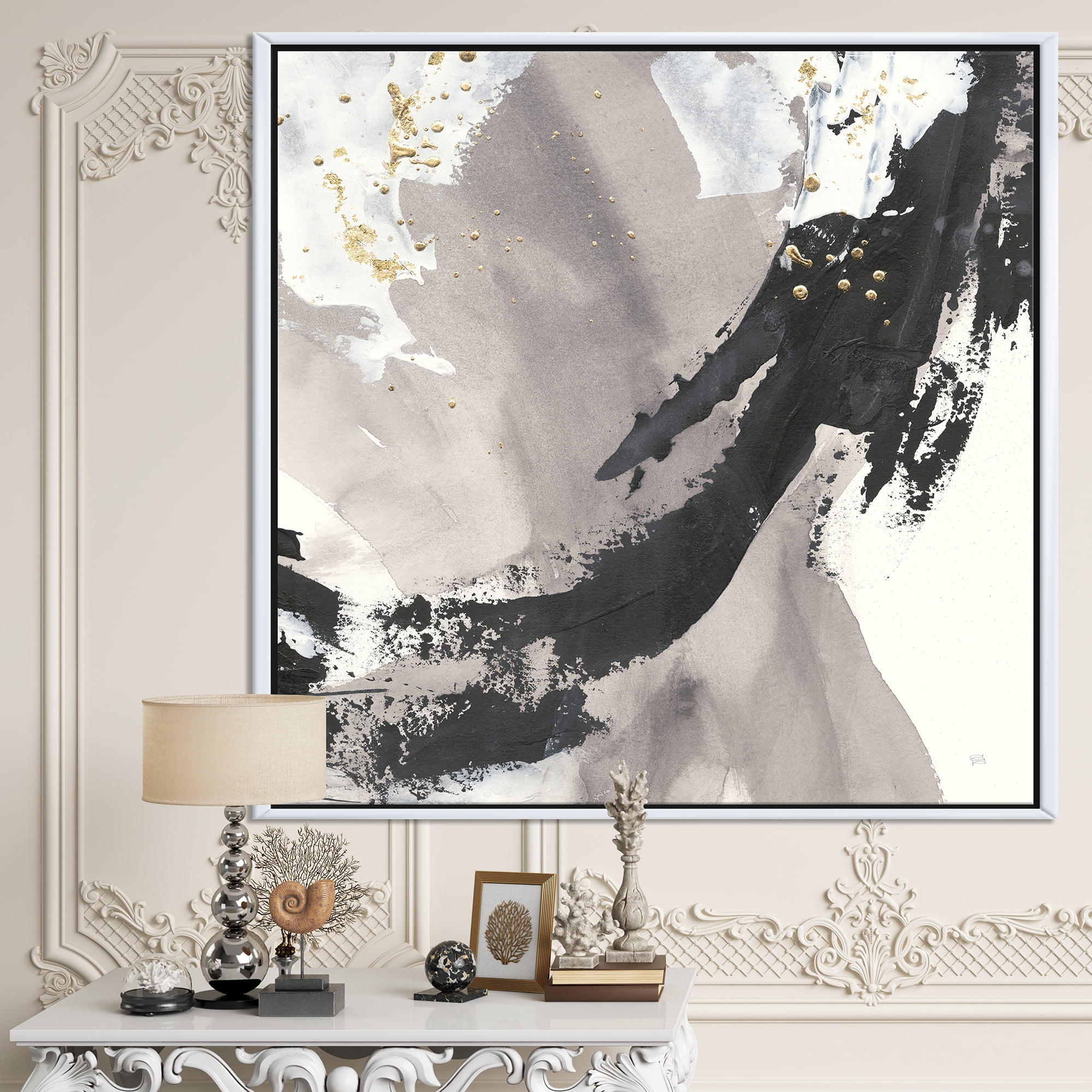 Designart ' Glam Painted Arcs III ' Transitional Framed Canvas