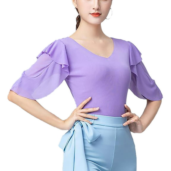 Women Ladies Snap Buttons Crotch Bodysuit Body Tops Leotard