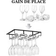 thumbnail image 2 of Queilt Black Wine Glass Holder - Metal Under Cabinet Hanging Stemware Rack with Screws, Stainless Iron Glass Storage Rack with 3 Rows for Kitchen, Bar, Restaurant, 2 of 4