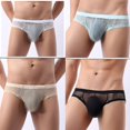 thumbnail image 1 of 4 unids/set calzoncillos de encaje para hombre ropa interior elástica transparente, 1 of 2