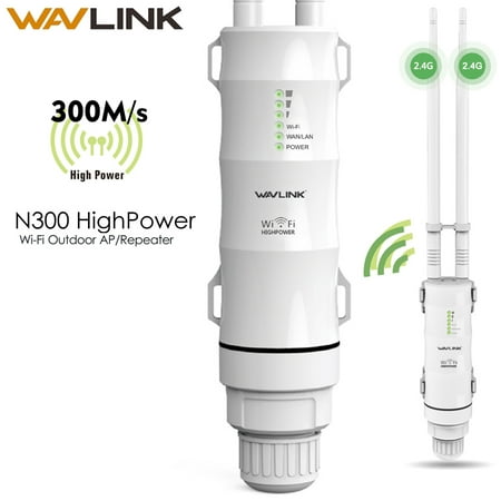 Wavlink 300Mbps Wireless Access Point High Power N300 Outdoor PoE WiFi Range Extender/Router/Repeater/WiFi Signal Booster Weatherproof With 1000mW Omnidirectional