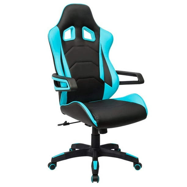 Racing Chair Ergonomic High Back Gaming Premium Pu Leather Bucket Seat Computer Swivel Lumbar Support Executive Office Blue Com Racing Chair Ergonomic High Back Gaming, Racing Bucket Seat Gaming Chair