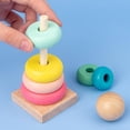 thumbnail image 2 of Hanno Wooden Tower Building Block Set, Eight Ring Rainbow Stackable Toy, Educational Learning Game for Kids, Multilayer Puzzle Gift, Eco-Friendly, 2 of 8