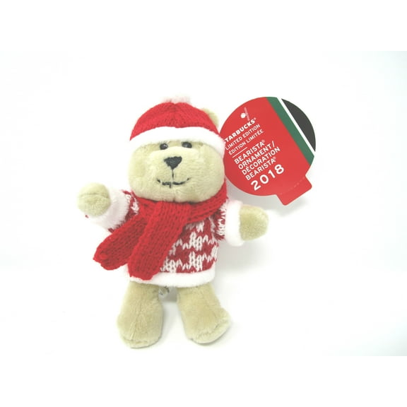 Starbucks 2018 Bearista Boy Plush Holiday Christmas Tree Ornament