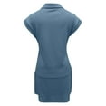 thumbnail image 5 of Arlun Womens 2 Piece Skirt Sets Soft Comfy Solid Color Tennis Outfits Casual Cap Sleeve Lapel Shirt and Drawstring Short Skirts Set Loose Fit Casual Stylish Sports Wear Blue XL, 5 of 5