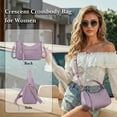 thumbnail image 2 of Crescent Shoulder Bag Crossbody Bags for Women, Trendy Woven Leather Bag Cute Hobo Tote Handbag Purse, with Adjustable Strap, Purple, 2 of 7