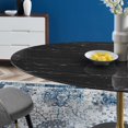 thumbnail image 6 of Modway Lippa 78" Oval Modern Artificial Marble/Metal Dining Table in Gold/Black, 6 of 7