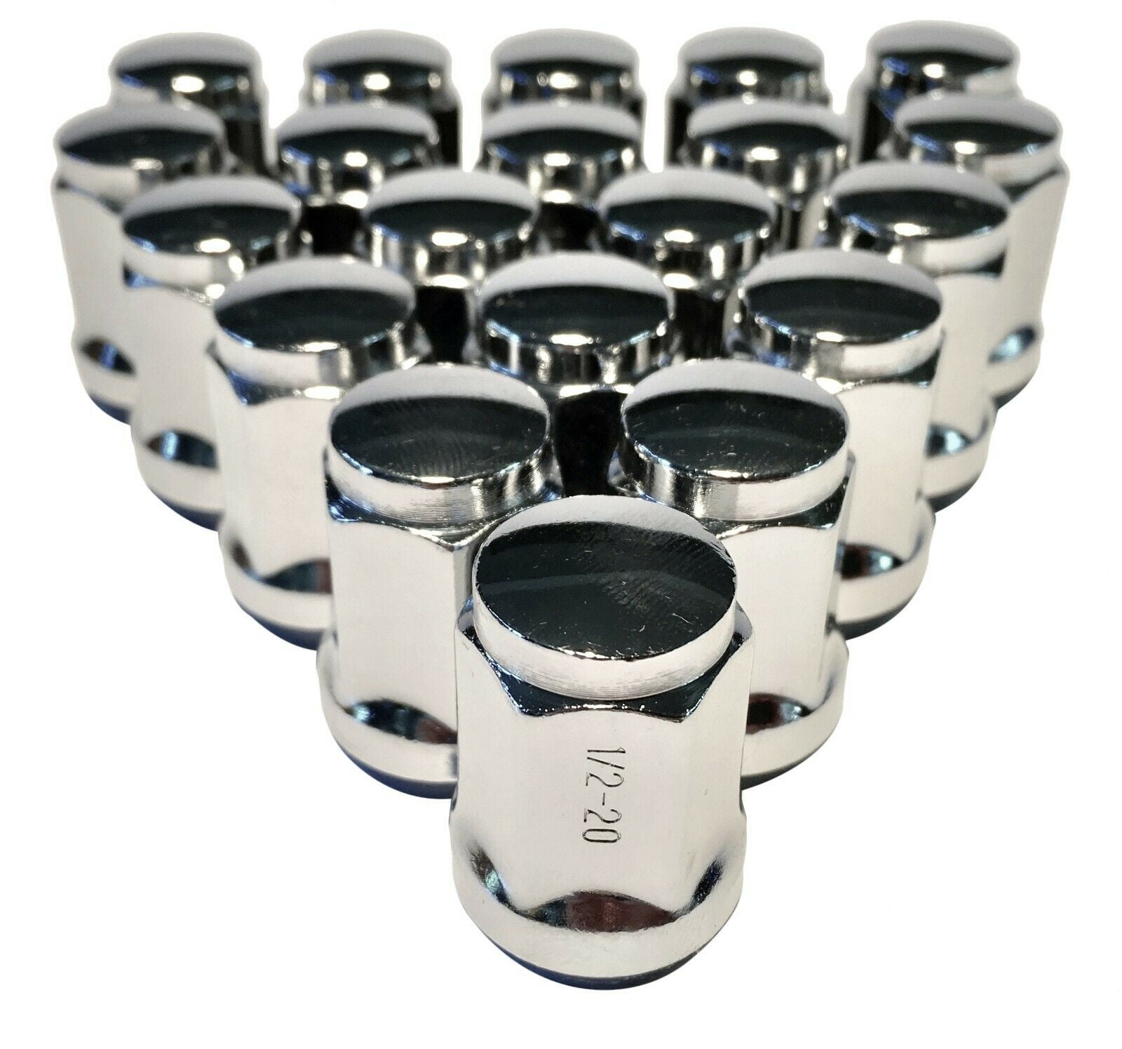 Set of 20 1/2" Lug Nuts Chrome Acorn Bulge Wheel Nut Closed End Lugnuts