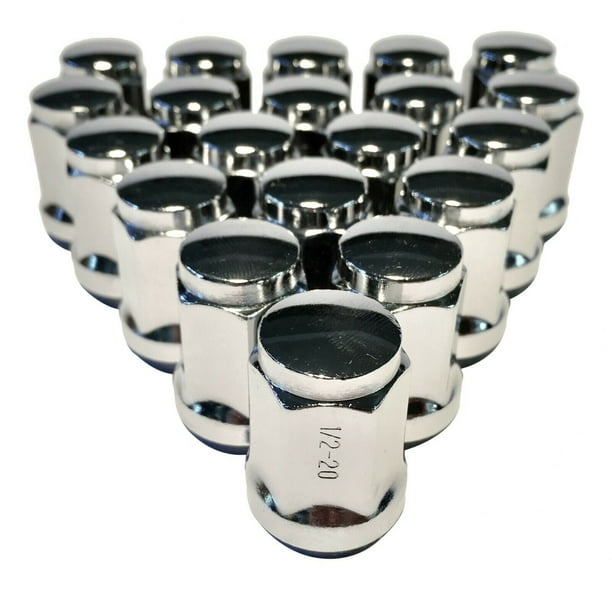 Set of 20 1/2" Lug Nuts Chrome Acorn Bulge Wheel Nut Closed End Lugnuts