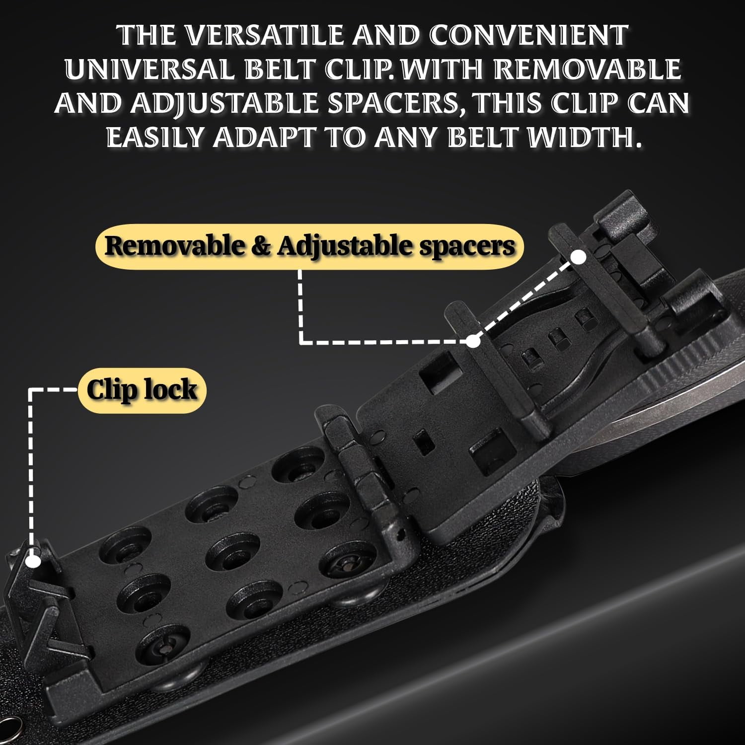 Oerla WS-0018 Tactical Fixed Blade Knife - 3.46in Razor Sharp Edge with Black G10 Handle Duty Belt Clip and Kydex Sheath
