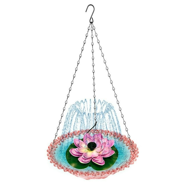 Solar-Powered Lotus Hanging Bird Bath: Attract Birds to Your Garden!