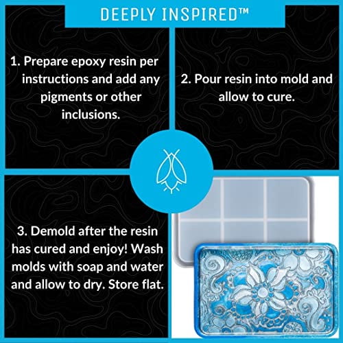 Art 'N Glow Rectangle Tray Silicone Mold - Epoxy Resin Silicone Mold For Home Decorations, DIY Crafts, Trinket & Accessories Tray, Table Decor and Gift Ideas - 10.3 x 6.7 in