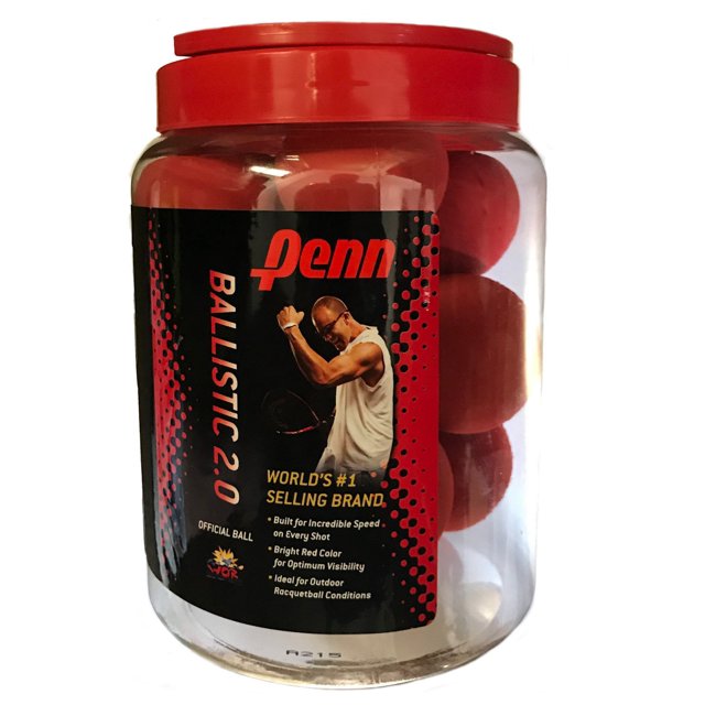 Jarra de 12 Pelotas de Racquetball Penn Ballistic 2.0 Roja