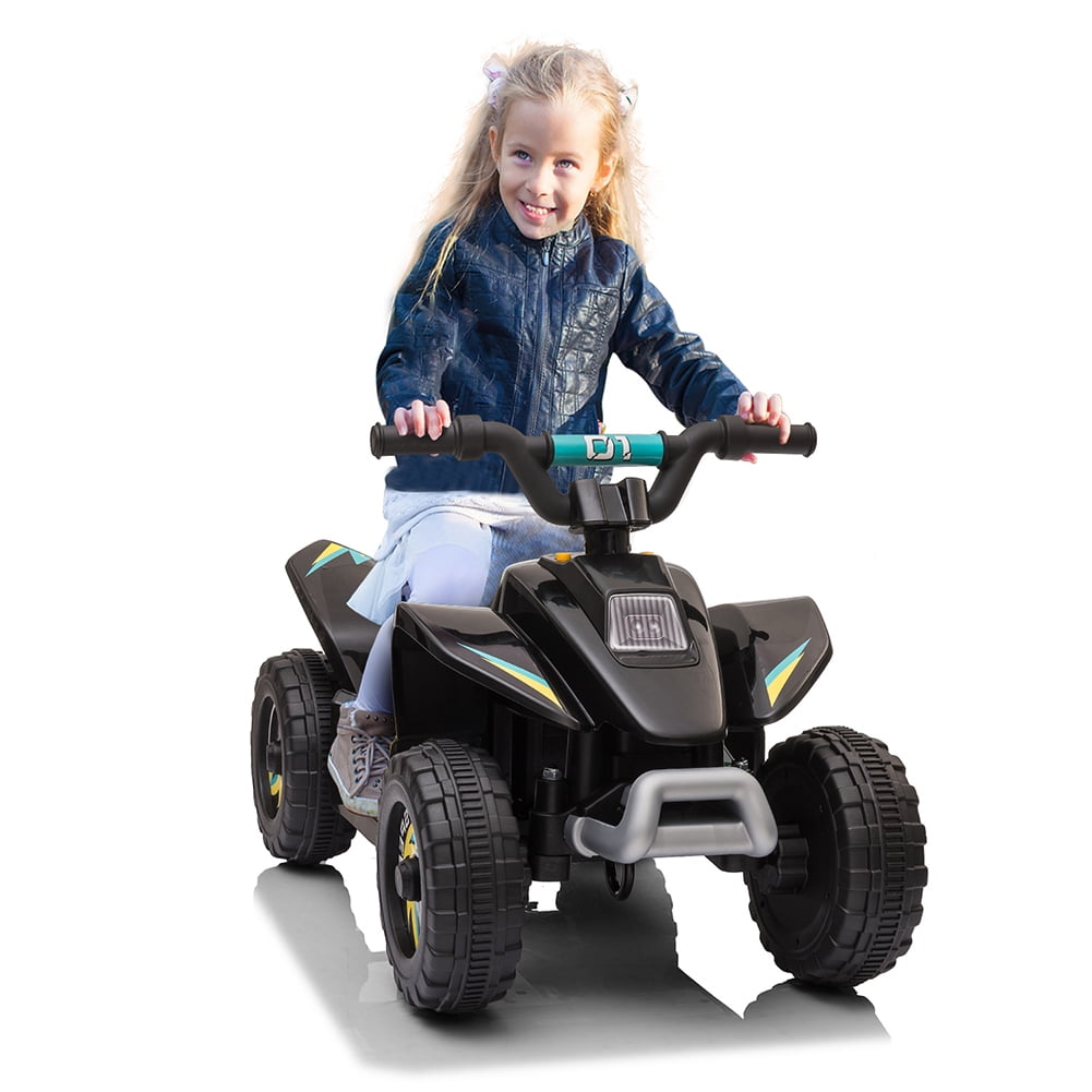 Private Jungle Black 6V Kids 4-Wheeler ATV Quad Battery-Powered Electric Ride On Car Toy