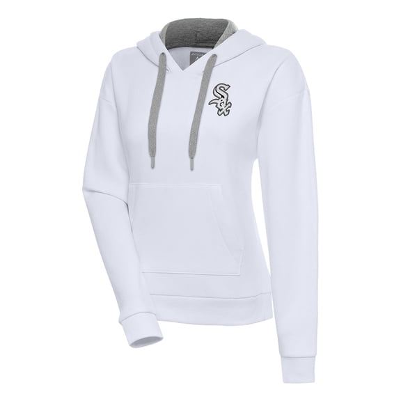 Women's Antigua  White Chicago White Sox Brushed Metallic Victory Pullover Hoodie