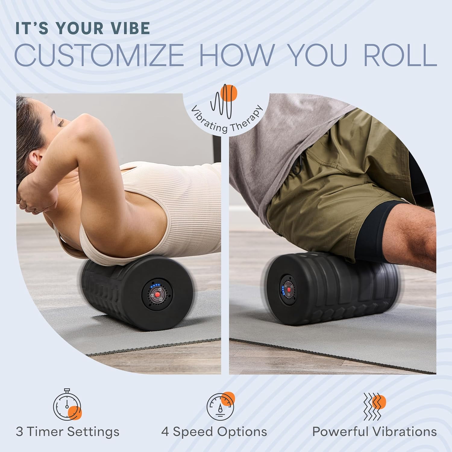 4-Speed Vibrating Massage Ball - Peanut Massager and Foam Roller for Fitness, Mobility, Relaxation Compact Portable Design