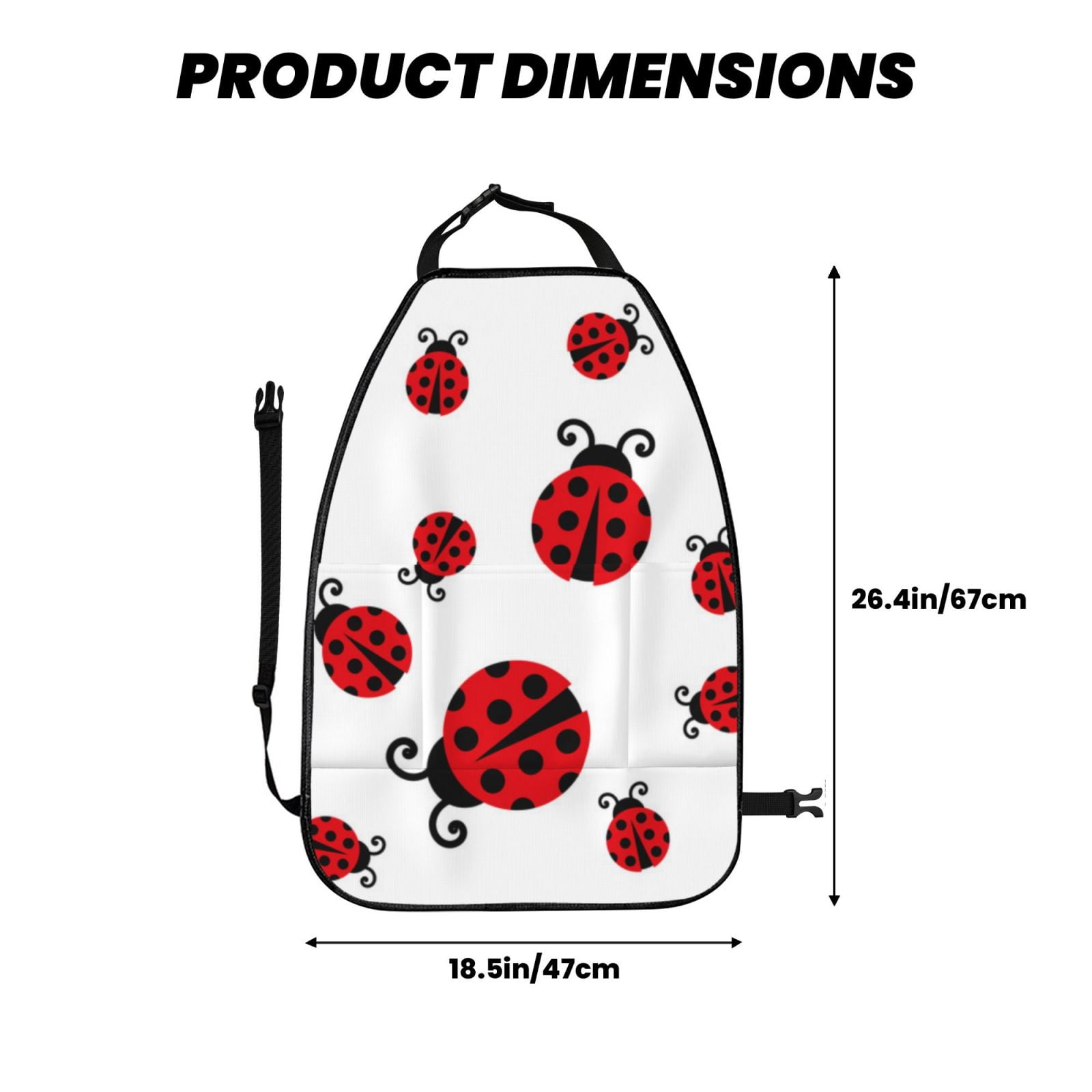 Xecao Fly Flying Ladybug Pattern Car Seat Back Protector 2 Pack Large Capacity Pocket, Kick Mats Back Seat Protector