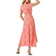 thumbnail image 3 of INSPIRE CHIC Women's Boho Floral Cross V Neck Flutter Sleeve Summer Beach Wrap Dress, 3 of 5