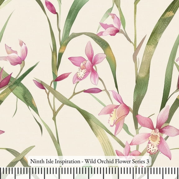 Ninth Isle Inspiration - Wild Orchid Flowers Series - 100% Rayon Fabric By The Yard (Series3, HalfYard)