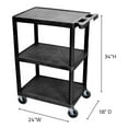 thumbnail image 4 of Luxor 18" x 24" Three Shelf Flat Utility Cart - Black, 4 of 4