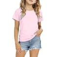thumbnail image 2 of Girls Short Sleeve T-shirt Ice Silk Breathable Tops Summer Solid Tees (Pink 2T-3T), 2 of 6