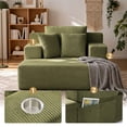 thumbnail image 3 of LLappuil Chaise Lounge Chair Indoor, Corduroy Boneless Sofa Bed with Cup Holder, Deep Seat Sleeper Couch Reading Chairs, Cloud Sofas Couches for Living Room, No Assembly Required Green, 3 of 7