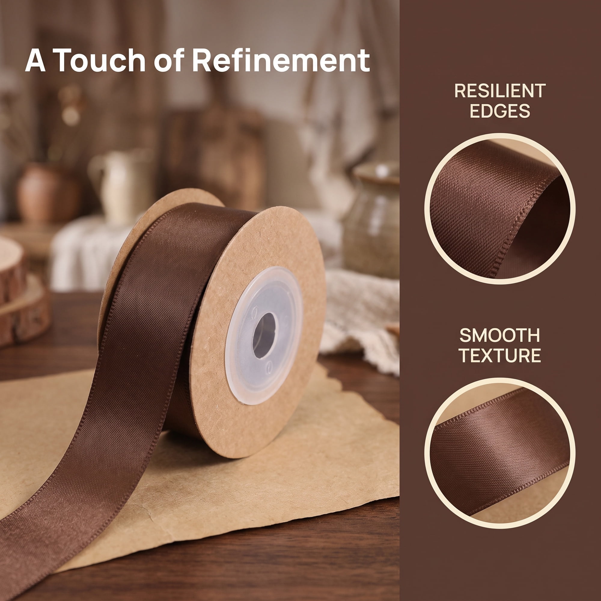 Unique Bargains Elegant Satin Ribbon for Gift Wrapping and Decoration Purposes Coffee