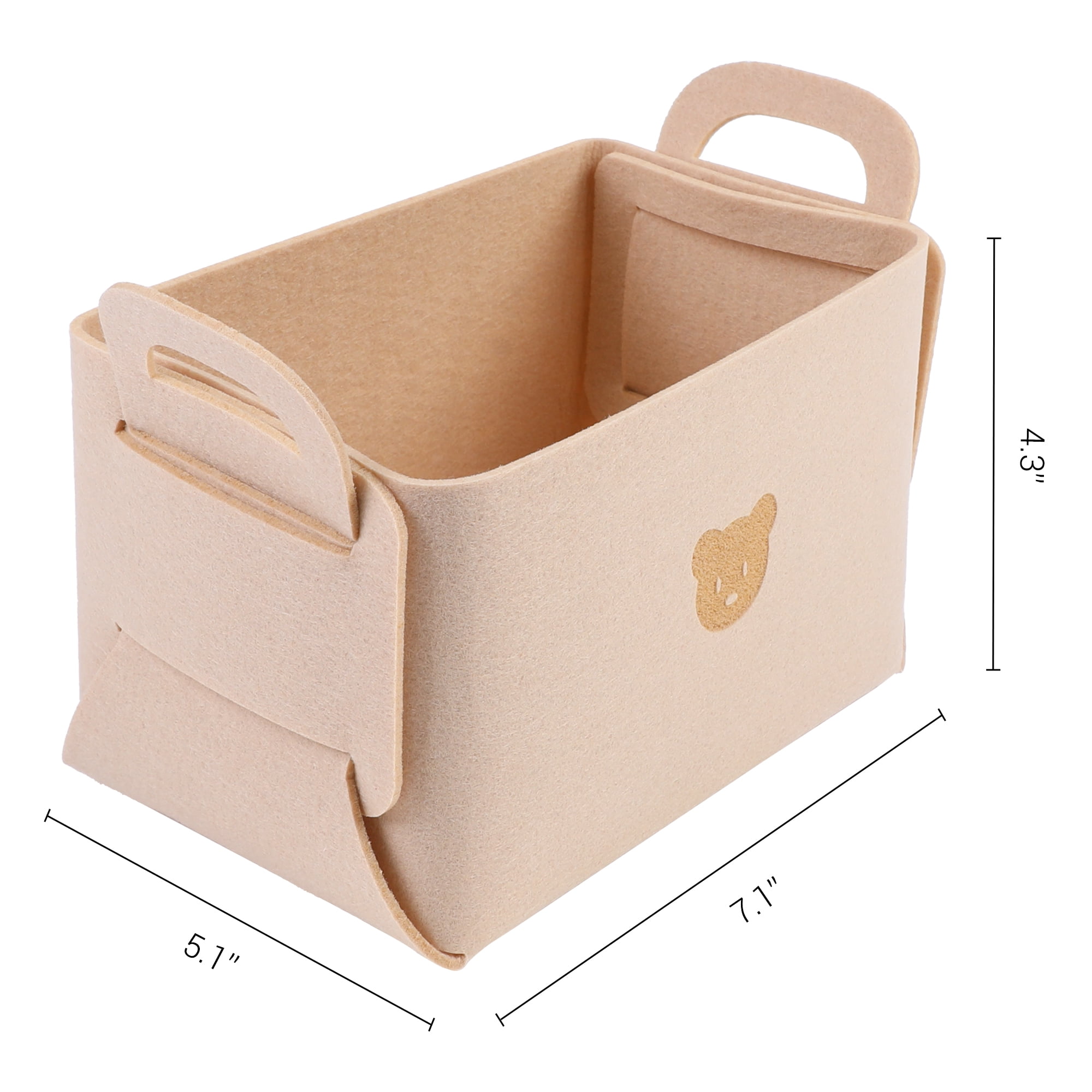 Unique Bargains Set of 3 Collapsible Storage Bins Beige 7.1*5.1*4.3in