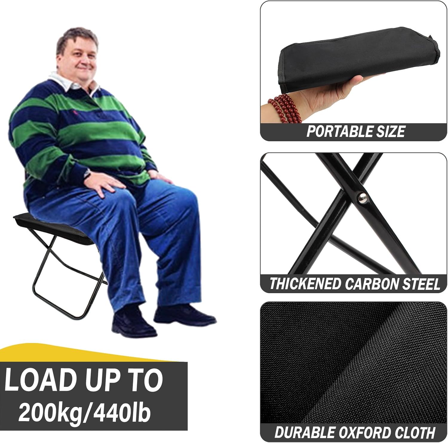 AMZDOER FOLDING CAMPING STOOLS, PORTABLE OUTDOOR CAMPING CHAIR WITH CARRY BAG, ALUMINUM ULTRALIGHT BACKPACKING STOOL, COLLAPSIBLE CAMP STOOLS OUTDOOR FOOTSTOOLS FOR WALKING HIKING FISHING PICNIC BARBECUE
